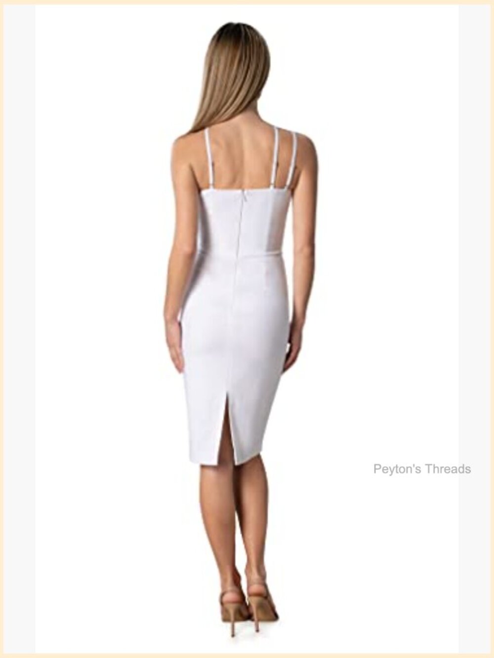 Bodycon Midi Dress with Asymmetrical Neck & Ruffle - Picture 3 of 3